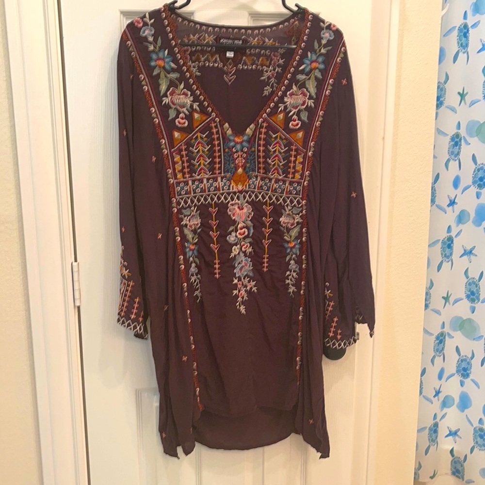Johnny Was brown tunic top size L